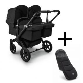 Bugaboo Donkey 5 Tweeling Kinderwagen 2 In 1 Black Midnight Black + Voetenzak