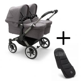 Bugaboo Donkey 5 Tweeling Kinderwagen 2 In 1 Graphite Grey Melange + Voetenzak