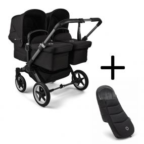 Bugaboo Donkey 5 Tweeling Kinderwagen 2 In 1 Graphite Midnight Black + Voetenzak