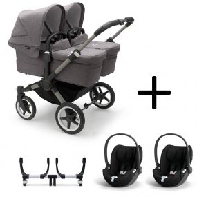 Bugaboo Donkey 5 Tweeling Kinderwagen 3 In 1 Graphite Grey Melange Met Twee Cybex Cloud T Groep 0 Autostoelen