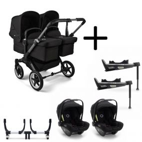 Bugaboo Donkey 5 Tweeling Kinderwagen 3 In 1 Graphite Midnight Black + Isofix Base 