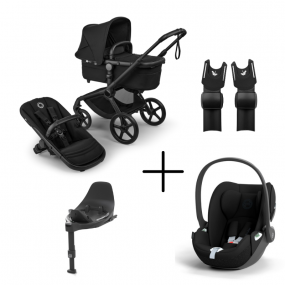 Bugaboo Kinderwagen 3 in 1 Fox 5 Renew Complete Black | Heritage Black + Cybex Autostoel Groep 0 Cloud T I Size Sepia Black + Draaibare Base T Black + Autostoel adapters