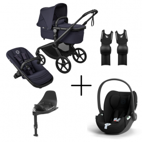 Bugaboo Kinderwagen 3 in 1 Fox 5 Renew Complete Black | Deep Indigo + Cybex Autostoel Groep 0 Cloud T I Size Sepia Black + Draaibare Base T Black + Autostoel adapters