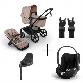 Bugaboo Kinderwagen 3 in 1 Fox 5 Renew Complete Black | Desert Taupe Melange + Cybex Autostoel Groep 0 Cloud T I Size Sepia Black + Draaibare Base T Black + Autostoel adapters