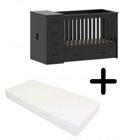 Cabino Combi Ledikant Memphis All Over Black Met Matras