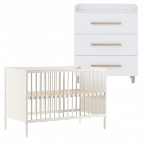 Cabino Babykamer Wit 2 Delig Baby Bed Lola + Commode Stockholm