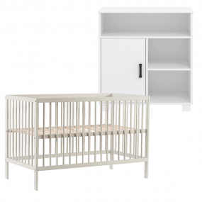 Cabino Babykamer Wit 2 Delig Baby Bed Mees + Commode Mila