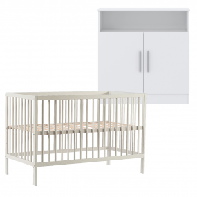 Cabino Babykamer Wit 2 Delig Baby Bed Mees + Commode Texas
