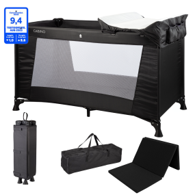 Cabino Campingbed Zwart & Xtra Care set + Matras
