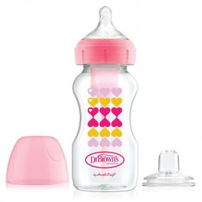 Dr Brown's Starter Kit Options+ Brede Fles Sippy Roze 270 ml