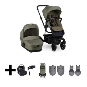 Easywalker Kinderwagen 3 in 1 Harvey³ Sage Green + Autostoel en Isofix Base + Voetenzak + Adapters