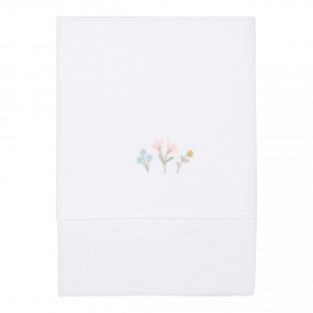 Little Dutch Ledikantlaken Flowers And Butterflies Geborduurd 110 x 140 cm