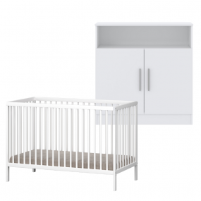 Cabino Babykamer Wit 2 Delig Baby Bed Mees + Commode Texas