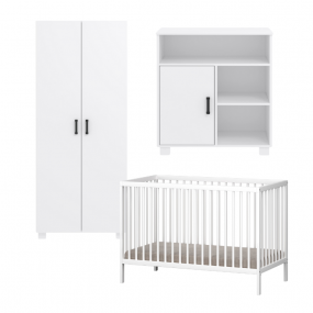 Cabino Babykamer Wit 3 Delig Baby Bed Mees + Commode Mila + Kledingkast Mila