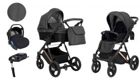 Born Lucky Kinderwagen 3 In 1 Lazzio Premium Zwart + Isofix Autostoel Base 