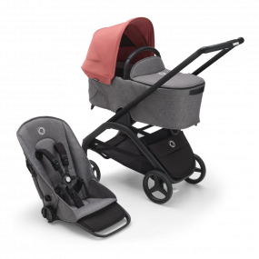 Bugaboo Kinderwagen 2 In 1 Dragonfly Black Grey Melange Sunrise Red