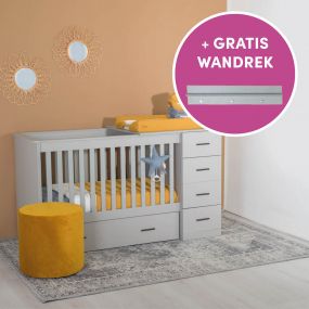 Cabino Combi Ledikant Memphis Grijs + GRATIS Wandrek