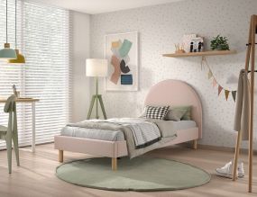 VIPACK Moon Bed 90x200 Cm Roze Bouclé Teddy