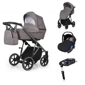 Born Lucky Kinderwagen 3 In 1 Molto Grijs + Isofix Autostoel Base