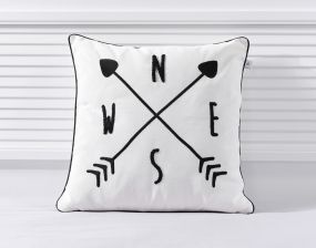 Nordic Kussen Compass Black White 40 x 40 cm