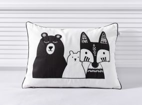 Nordic Kussen Forest Animals Black White 35 x 50 cm