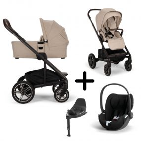 Nuna Kinderwagen 3 in 1 MIXX™ Next Biscotti + Autostoel Cloud T I Size + Cybex Draaibare Base T