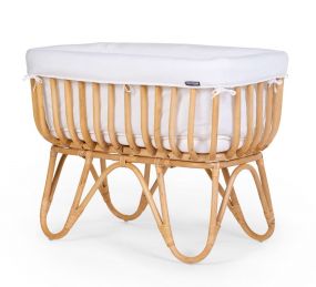 Childhome Rattan Wieg + Matras + Jersey Omrander Ecru