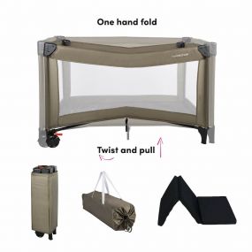 X Adventure Campingbedje / Reisbed Twist set Inclusief Matras – 120 x 60 cm - Taupe