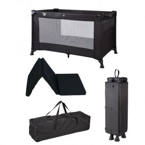 Bebies First Campingbed Zwart + Matras 