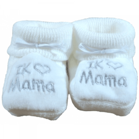 Petit Villain Baby Slofjes Ik Hou Van Mama Wit