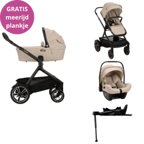 Nuna Kinderwagen 3 in 1 DEMI™ next Biscotti + Autostoel PIPA™ next + Nuna 360° base