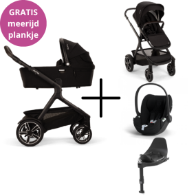 Nuna Kinderwagen 3 in 1 DEMI™ next Caviar + Autostoel Cloud T I Size + Cybex Draaibare Base T