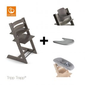 Stokke® Kinderstoel Tripp Trapp® Hazy Grey + Newborn Set™ + Baby Set™ Hazy Grey + Tray™