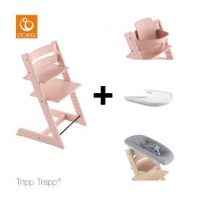 Stokke® Kinderstoel Tripp Trapp® Serene Pink + Newborn Set™  + Baby Set™ Serene Pink + Tray™