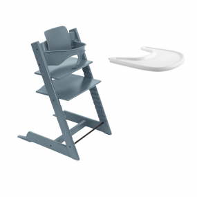 Stokke® Kinderstoel Tripp Trapp® Fjord Blue + Baby Set™ + GRATIS Tray
