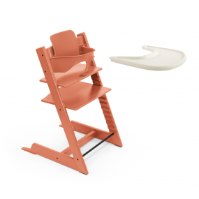 Stokke® Kinderstoel Tripp Trapp® Terracotta + Baby Set + GRATIS Tray White