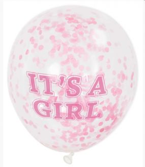 Confetti Ballonnen It's A Girl 30 cm 6 Stuks