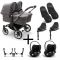 Bugaboo Donkey 5 Tweeling Kinderwagen 3 In 1 Graphite Grey Melange Met Twee Cybex Cloud T Groep 0 Autostoelen + Isofix Base + Voetenzak