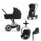 Cybex Priam Kinderwagen 3 In 1 Rosegold Sepia Black + Isofix Base