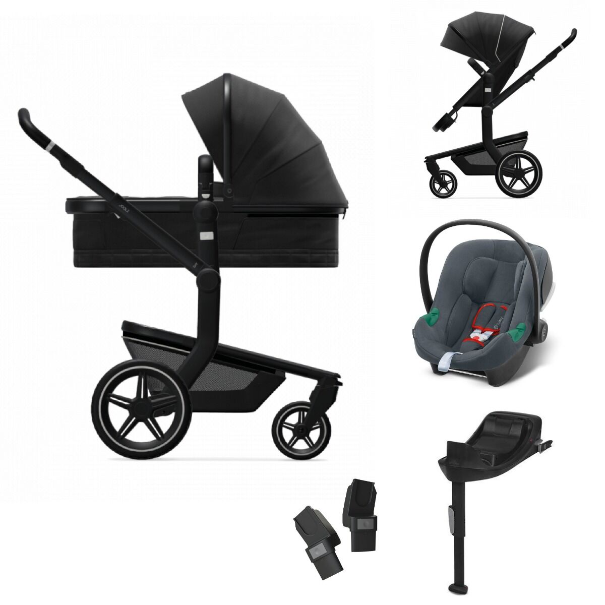 Combi Deal Joolz Kinderwagen 3 In 1 Day+ Brilliant Black Met Cybex Autostoel En Cybex Base One