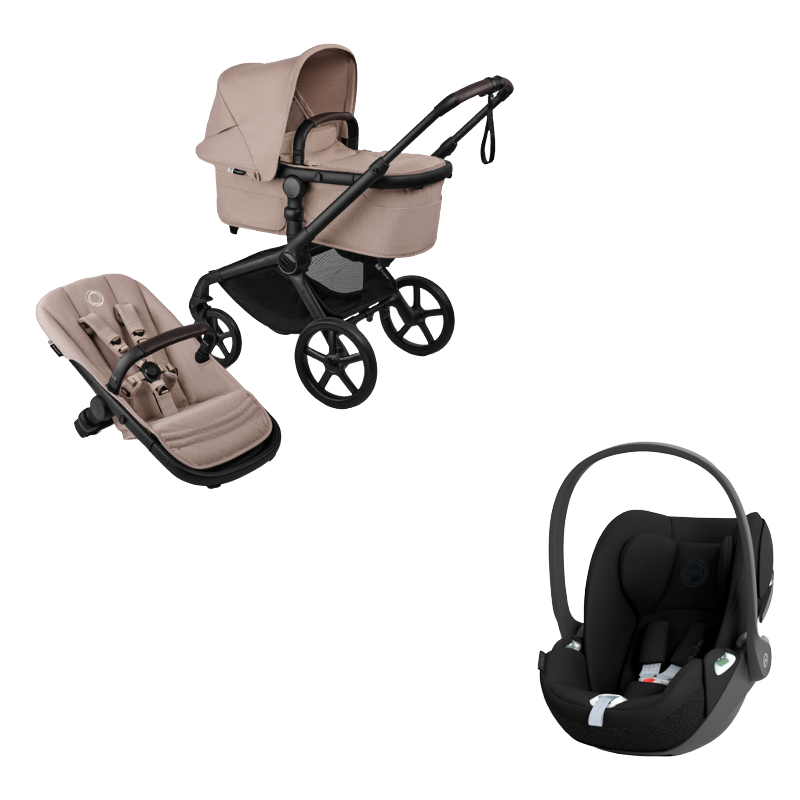 Bugaboo Kinderwagen 3 in 1 Fox 5 Renew Complete Black | Desert Taupe Melange + Cybex Autostoel Groep 0 Cloud T I Size Sepia Black