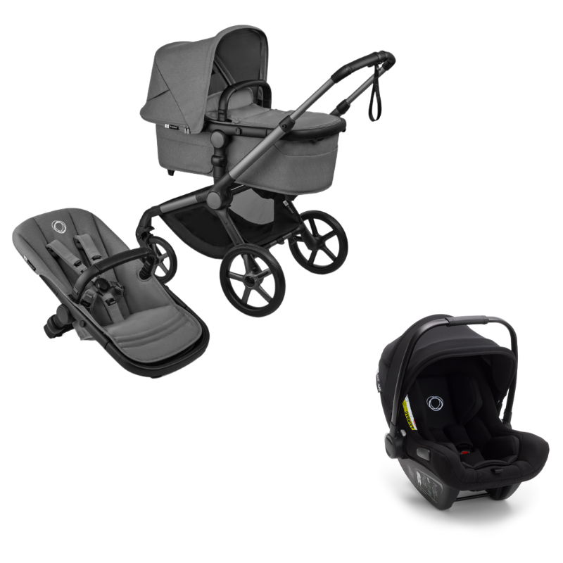 Bugaboo Kinderwagen 3 in 1 Fox 5 Renew Complete Graphite | Moon Grey + Bugaboo Autostoel Groep 0 Turtle Air by Nuna Black