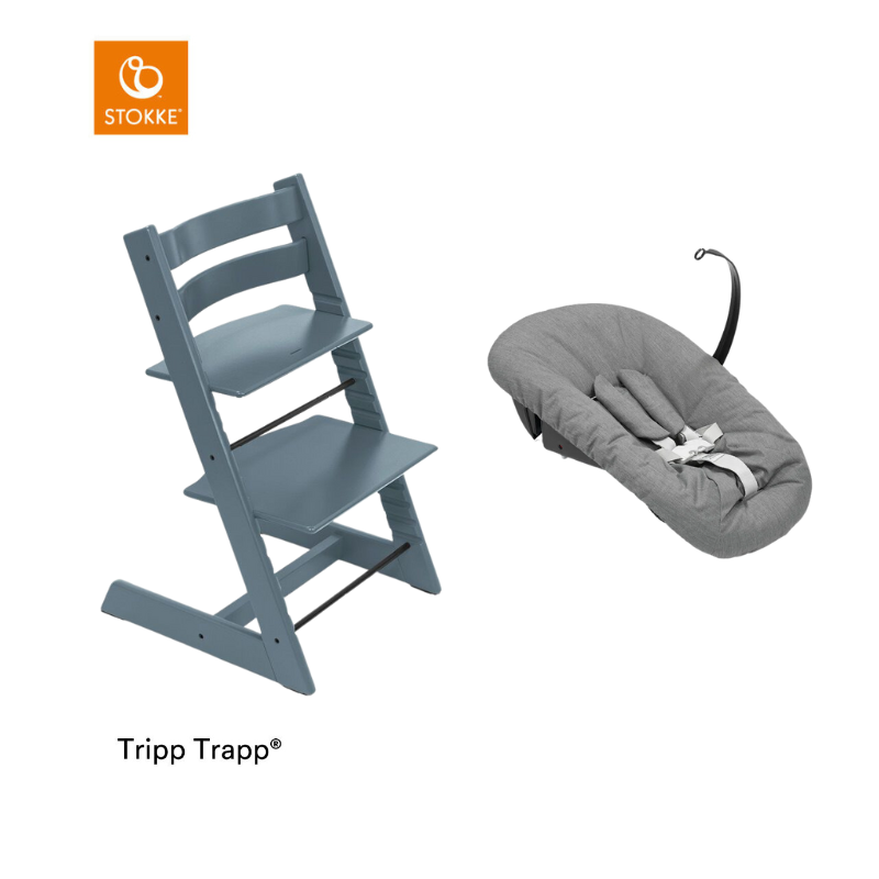 Stokke® Kinderstoel Tripp Trapp® Fjord Blue + Anthracite Newborn Set