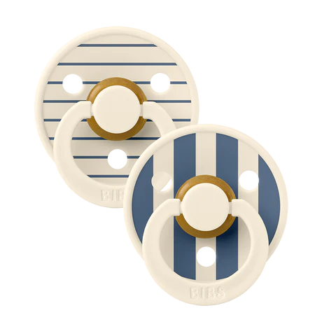 BIBS Studio Fopspeen Colour Pin Latex Size 1 Ivory Steel Blue Mix (2-pack)