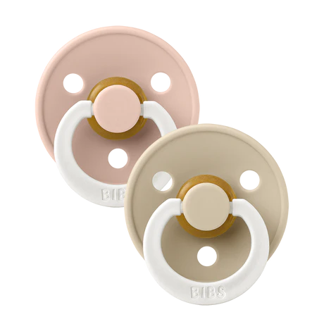 Bibs Fopspeen Latex Symmetric Blush GLOW/Vanilla GLOW Size 1 (2-pack)