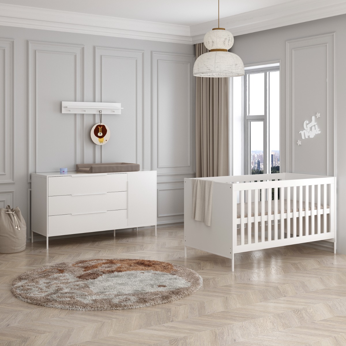 Born Lucky Meegroei Babykamer Santiago Wit XL 2 Delig