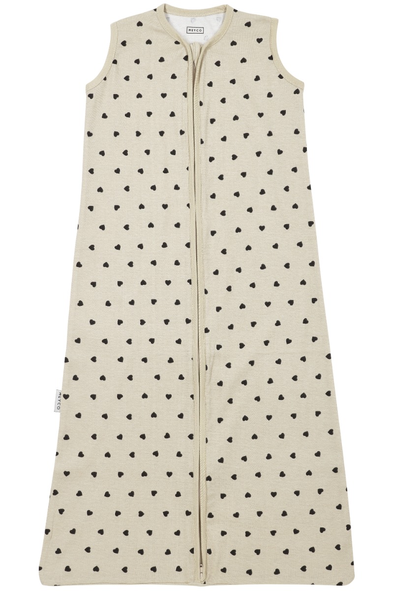 Meyco Baby Sweet Heart Zomerslaapzak Soft Sand/Black 70 cm