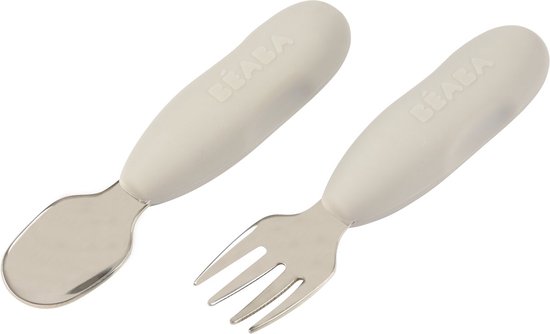 Beaba Set Van 2 Roestvrijstalen Besteksets Velvet Grey