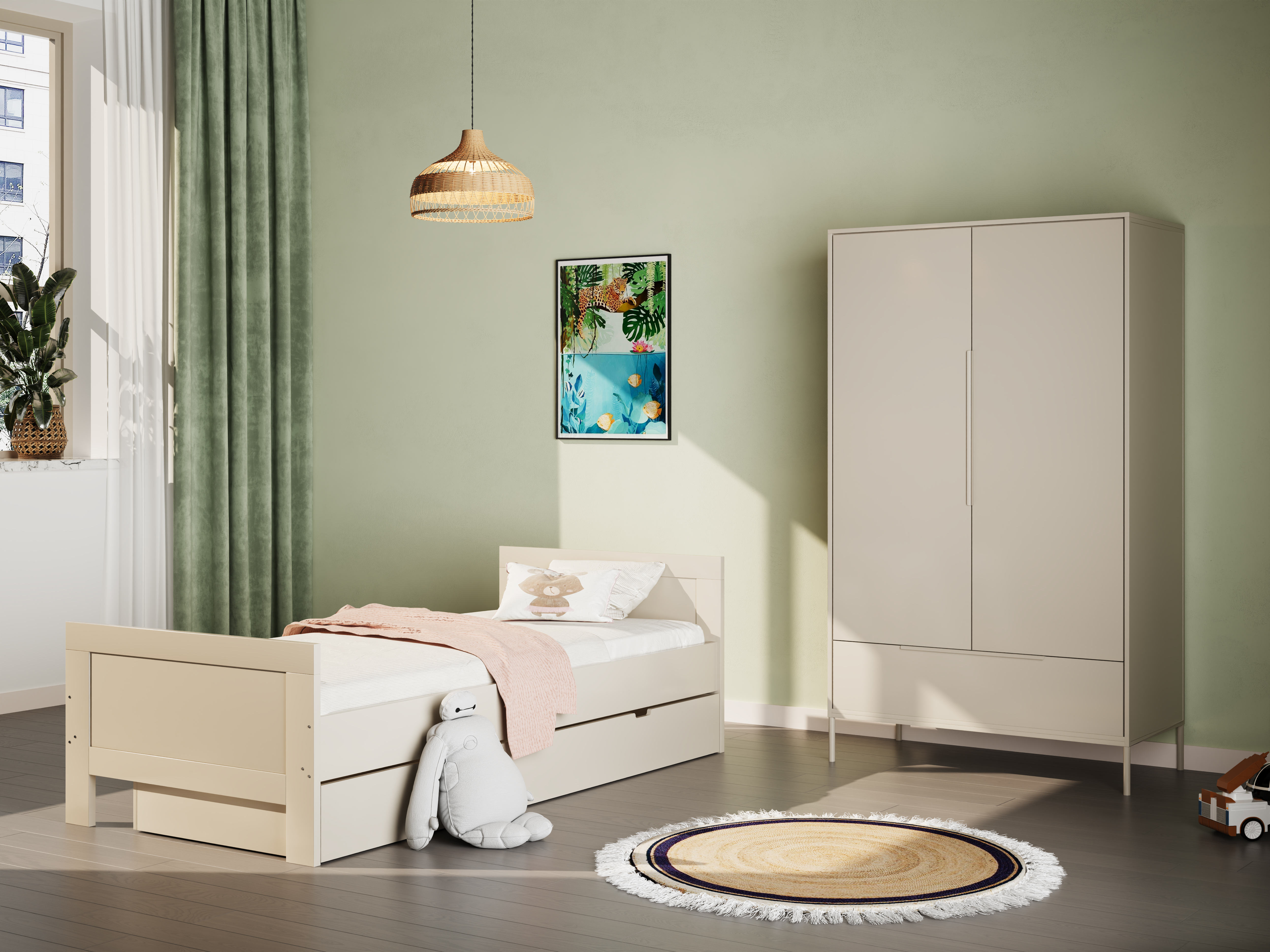 Born Lucky Tienerkamer Belmond Clay 2 Delig Met Bed Met Lade Met Kledingkast