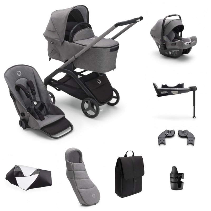 Bugaboo Kinderwagen 3 In 1 Dragonfly Graphite Grey Melange Inclusief Accessoires